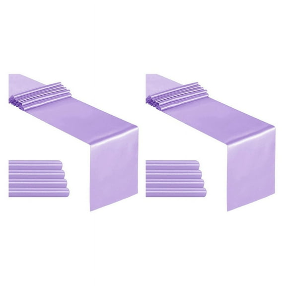 Pack of 10 Satin Table Runner 12x108 Inch Long,Lavender Table Runners for Wedding,Birthday Parties,Banquets Decorations,10 * Satin Table Runner,Purple