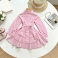 thumbnail image 3 of WXFAZCVU Girls Dresses Lapel Long Sleeved Button Down Shirt Dress Back to School Outfits Size 2-3 Years, 3 of 4