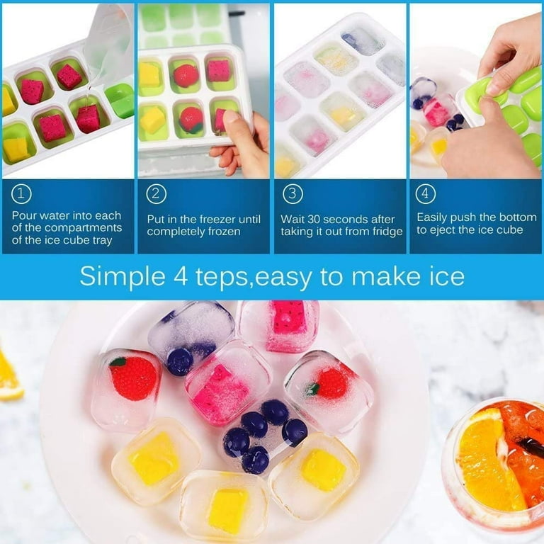  Ice Cube Trays, Silicone Easy-Release and Flexible 14-Ice Trays  with Spill-Resistant Removable Lid, BPA Free, Durable and Dishwasher Safe,  2 Pack: Home & Kitchen