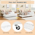 thumbnail image 7 of Twin Daybed with Trundle Metal, Twin Trundle Bed Frame, Space Saving, Heavy Duty Metal Slats (White) for Living Room, Bedroom, Apartment, 7 of 7