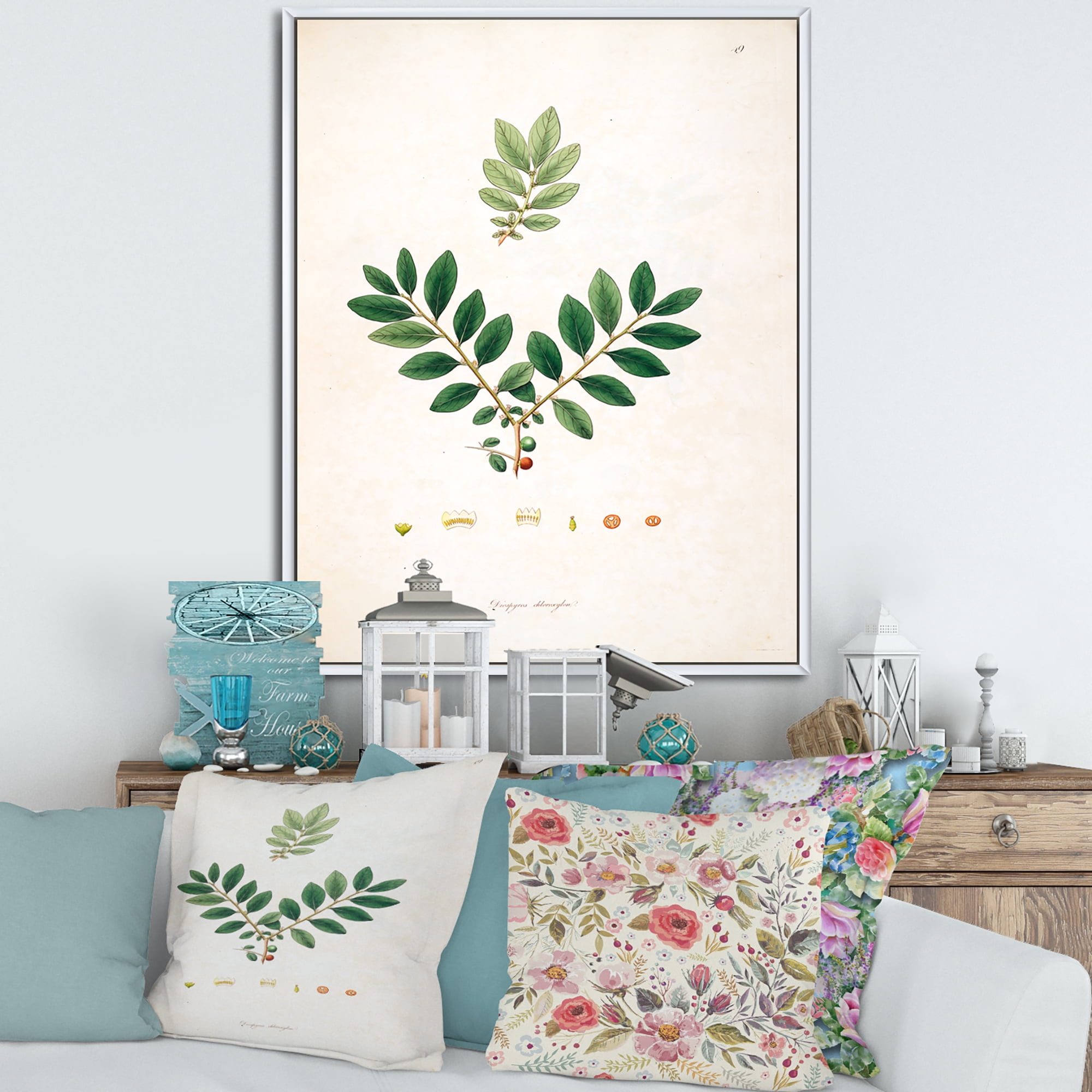 Designart 'Ancient Plant Life XIV' Farmhouse Framed Canvas Wall Art Print