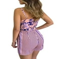thumbnail image 2 of Female Summer Loose V Neck Spaghetti Strap Short Sleeveless Playsuits with Waist Belt, 2 of 5