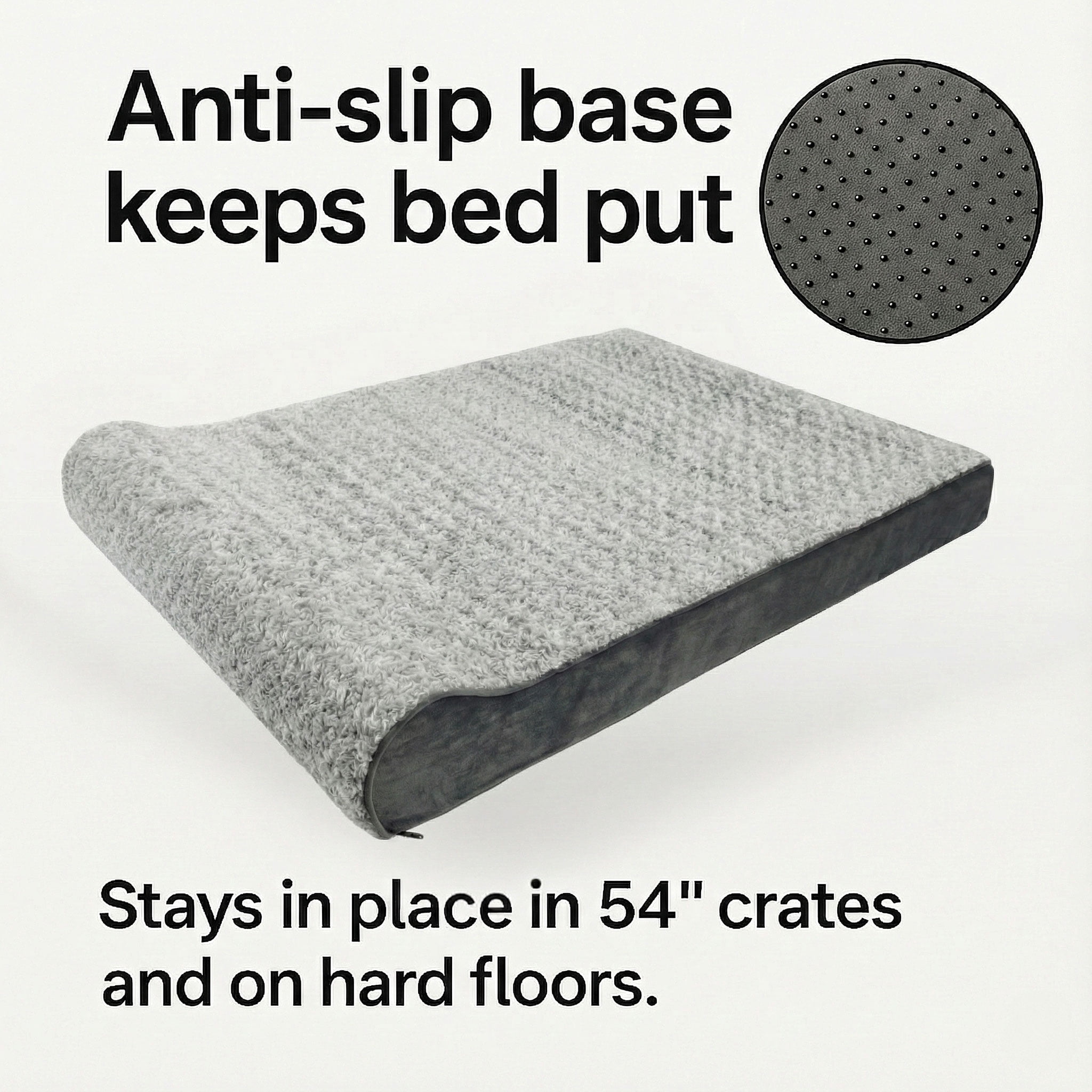 Farmhouse Pet Supply XXL Dog Bed That Won't Go Flat, 51x33in, Fits 54" Crate, Orthopedic