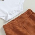 thumbnail image 6 of Douhoow 2pcs Baby Girl Thanksgiving Clothes Short Sleeve Pumpkin Romper Rib Flare Pants, 6 of 7