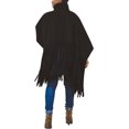 thumbnail image 2 of Haut à Franges à Manches Longues et Col Haut pour Femmes, Grande Taille, Poncho à Franges, 2 of 5