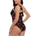 thumbnail image 4 of Gaeub Cherry Women's One Shoulder Ruffle Tummy Control Swimwear for Swimming Surfing Beach Party - Small, 4 of 8