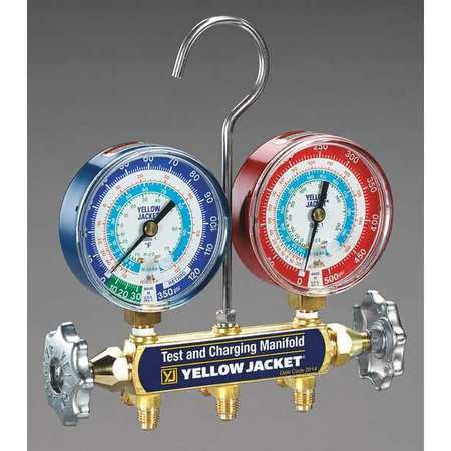 YELLOW JACKET 42005 Mechanical Manifold Gauge Set,2Valve
