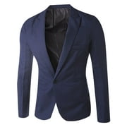 XIAOFFENN Overcoat For Men, Mens Sport Coat Casual Blazer One Button Business Suit Jacket Navy Medium