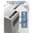thumbnail image 4 of 10,000/7,000 BTU Portable Air Conditioner - 3-in-1 AC with Dehumidifier & Fan - Quiet, Remote, Window Kit, 24H Timer - Cools Rooms up to 450 Sq.Ft - Black Control Panel, US Standard, 4 of 7