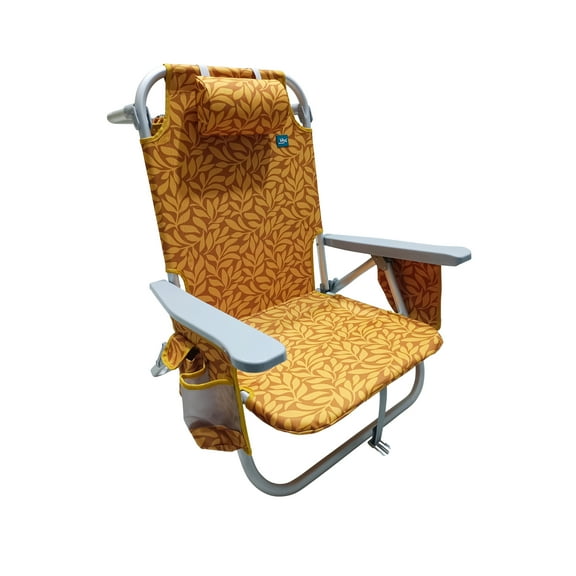 Bliss Hammocks Aluminum Beach Chair with Detachable Cooler Bag, 5 Reclining Positions, 275 lb. Capacity (Amber Leaf)