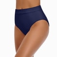 thumbnail image 6 of Kedxroy Women's Vintage Super High Waisted Bikini Bottom Shirred Tankini Briefs Tummy Control Swimsuits Bottoms(Dark Blue,XXL), 6 of 9