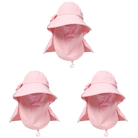 OUNONA 3pcs Wide Sun Hat with Neck Flap Cover Foldable Fishing Caps Outdoor Hiking Hat UV Protection Hat for Men