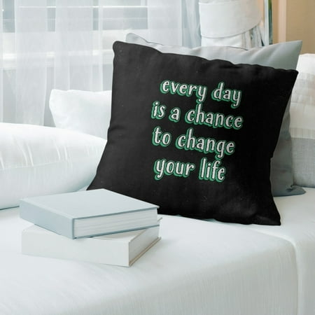 UPC: 0655172540887 | ArtVerse Quotes Change Your Life Quote Chalkboard Style Pillow (w/Rmv Insert)-Spun Poly 14 x 14 Medium