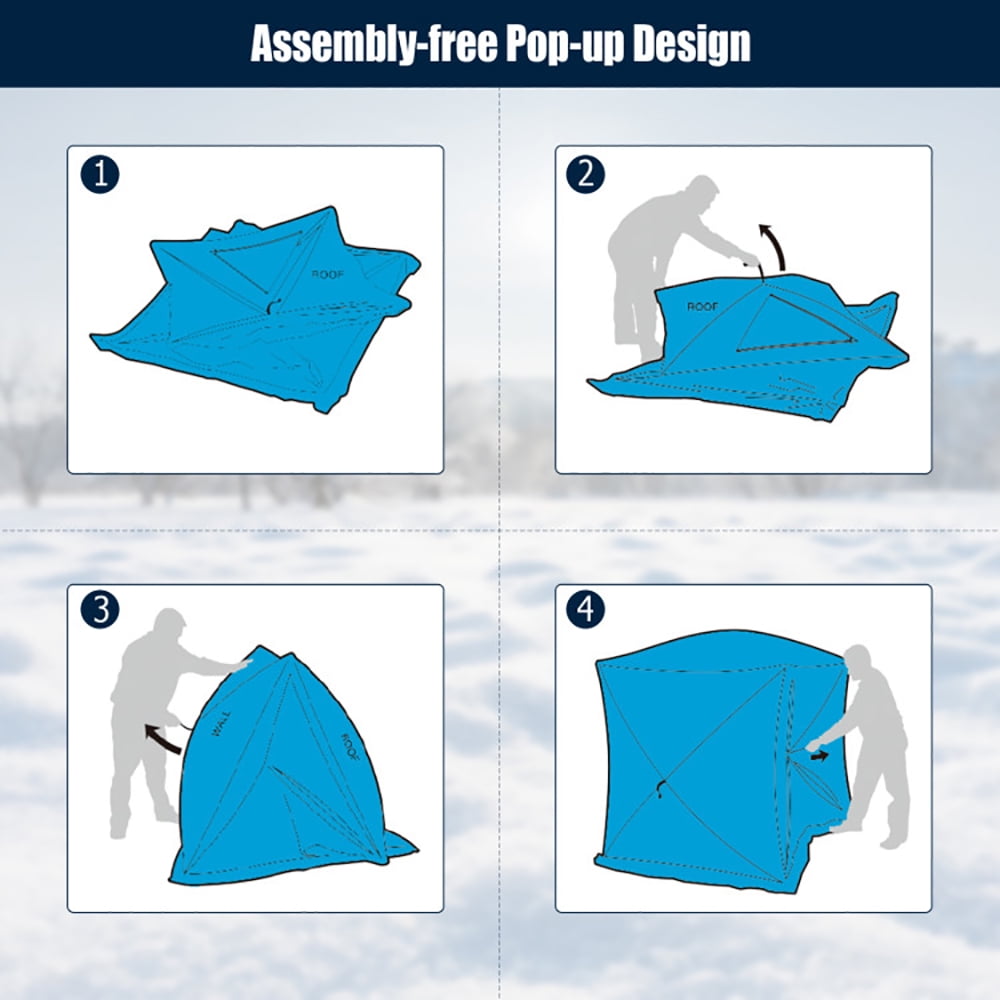Aimee Lii Portable 2 Person Ice Shanty with Cotton Padded Walls, Oversize Privacy Tent, Easy Set Up Privacy Shelter, Blue Aimee Lii Portable 2 Person Ice Shanty with Cotton Padded Walls, Oversize Privacy Tent, Easy Set Up Privacy Shelter, Blue