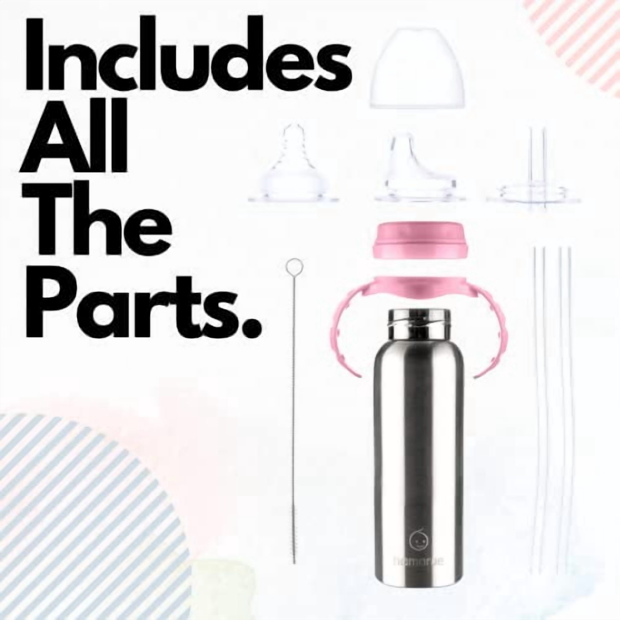 Hamarue 3-in-1 Stainless Steel Sippy Cups for Babies & Toddlers | Non-Toxic Insulated Baby Bottle | BPA-Free | Ages 3M+ | Evolving Feeding Solution