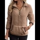 thumbnail image 2 of Sudadera Informal de con Cremallera de un Cuarto para Mujer, Larga, Ligera, Suave y Afelpada, con Bolsillos. Color Café L, 2 of 8