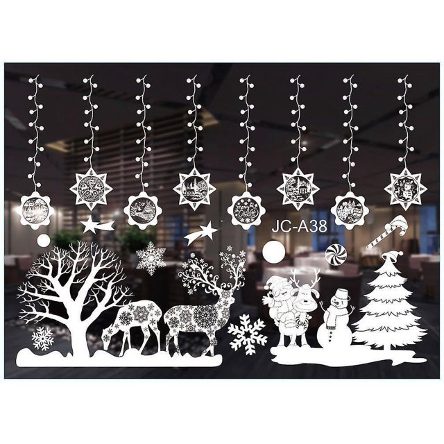 Pegatinas de Papá Noel, pegatinas de ventana de muñeco de nieve, copo de nieve, árbol de Navidad, pegatinas de Navidad, pegatinas de ventana de decoración de bricolaje, estilo 13