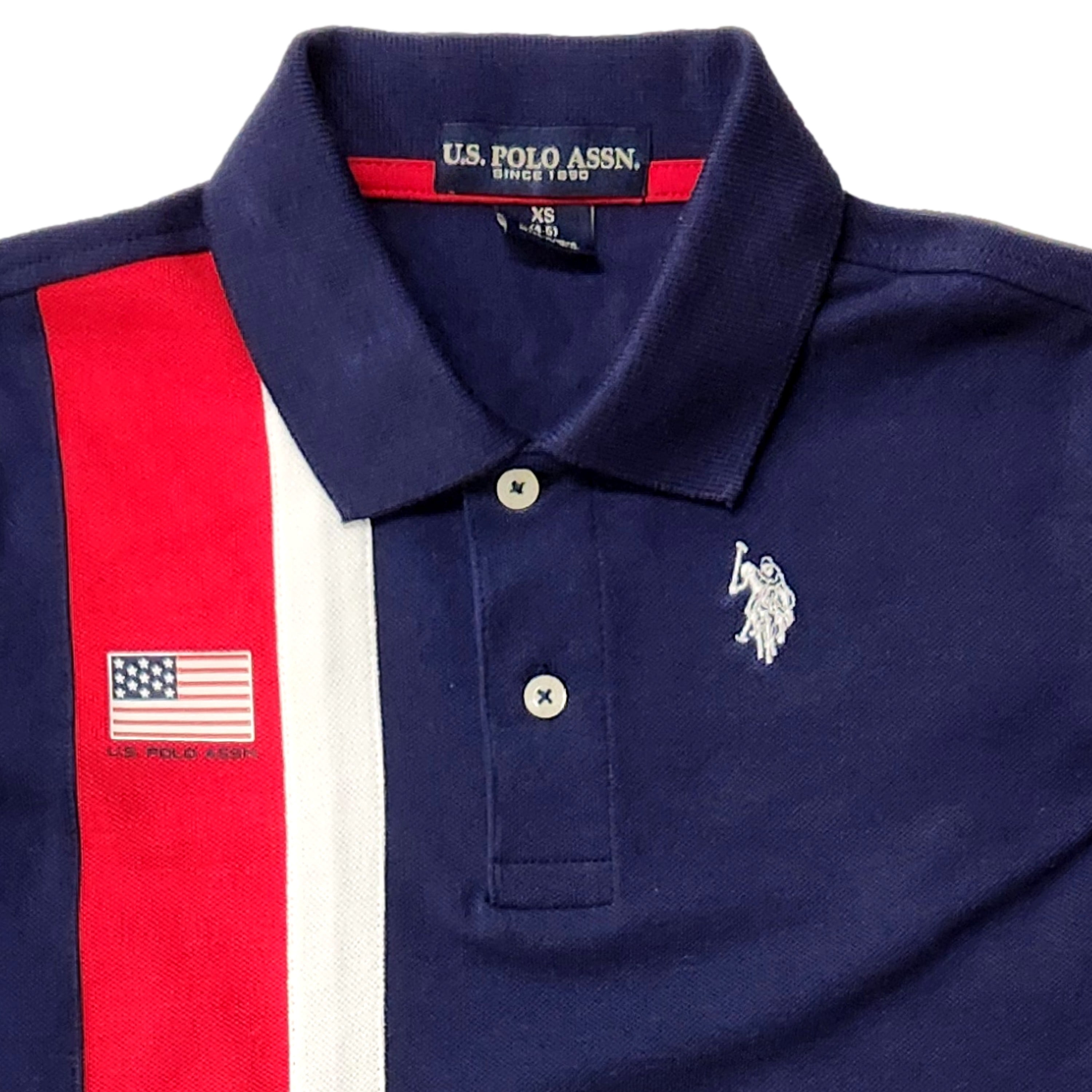 U.S. Polo Assn. Boys Blue Collared Polo Short Sleeve T-Shirt Polo Shirt XS 4-5