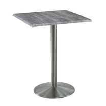 Indoor/Outdoor 42" Tall OD214 Stainless Steel Table Base with 22" Diameter Foot and 30" x 30" Square Indoor/Outdoor Greystone Top by the Holland Bar Stool Co.