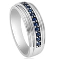 thumbnail image 2 of Pompeii 5/8Ct Blue Sapphire Band Men's Wedding Ring in White, Yellow, or Rose Gold (,), 2 of 6