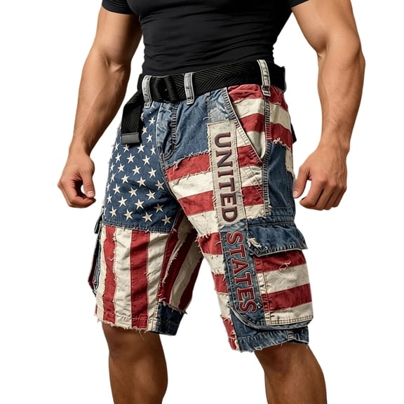 CONZONE 4Th Of July Mens Baggy Shorts Patriotic Independence Day Shorts For Men Casual Usa Flag Graphic Y2K 250 Years Freedom Shorts With Pockets
