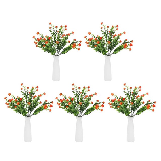 40 Unids Flores Artificiales Plantas Al Aire Libre, 40 Ramas Faux Plastic Greenery Arbustos Plantas Naranja