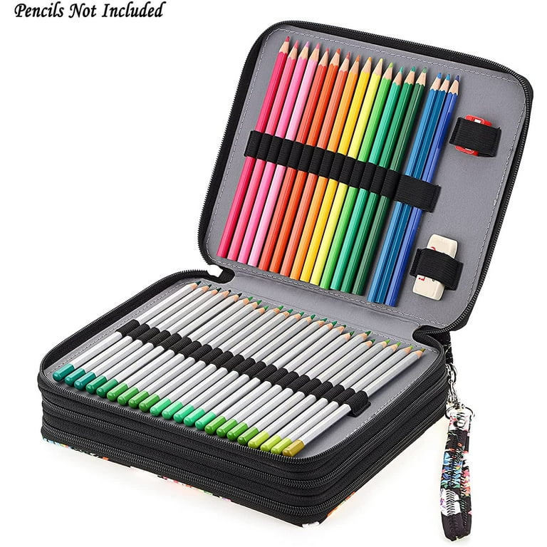 JAKAGO 220 Slots Colored Pencil Case Large Capacity Pen Holder for Artist Painter Zipper Organizer Bag for Marker Highlighter Storage Case for
