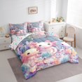 thumbnail image 3 of Homewish Cute Cartoon Axolotl 7pcs Bedding Comforter Set,Watercolor Coral Starfish Queen Bedding Sets,Pink Blue Queen Sheet Sets For Girls,Ultra Soft Home Decor Reversible, 3 of 8