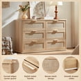 thumbnail image 5 of LEYAOYAO Boho Rattan Dresser Set of 3, 5 Drawer Dresser, 6 Drawer Chest and 3 Drawer Nightstand, Rustic Wood Bedroom Furniture, Natural Wood, 5 of 10