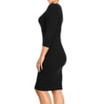 thumbnail image 3 of Women's Elegant Midi Bodycon Dress – Crew Neck, Plus Size, 3/4 Sleeve, 3 of 5