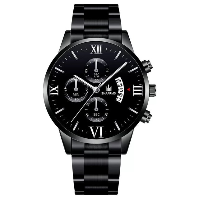 Reloj de cuarzo con correa de acero para hombre, reloj de negocios de tres ojos, falso, de moda, de escala simple