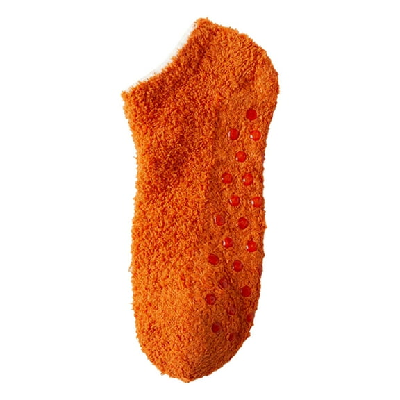 UJNDER Women's Grip Slipper Socks Lined Indoor Cozy Socks with Non- Sole Orange