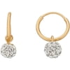 Brilliance Fine Jewelry 10K Yellow Gold 10mm Endless Hoop with 4.8mm Crystal Ball Earrings