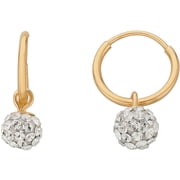 Brilliance Fine Jewelry 10K Yellow Gold 10mm Endless Hoop with 4.8mm Crystal Ball Earrings