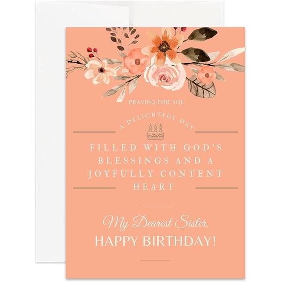 Christian Sister Birthday Card | Christian Birthday Card (Single Card)