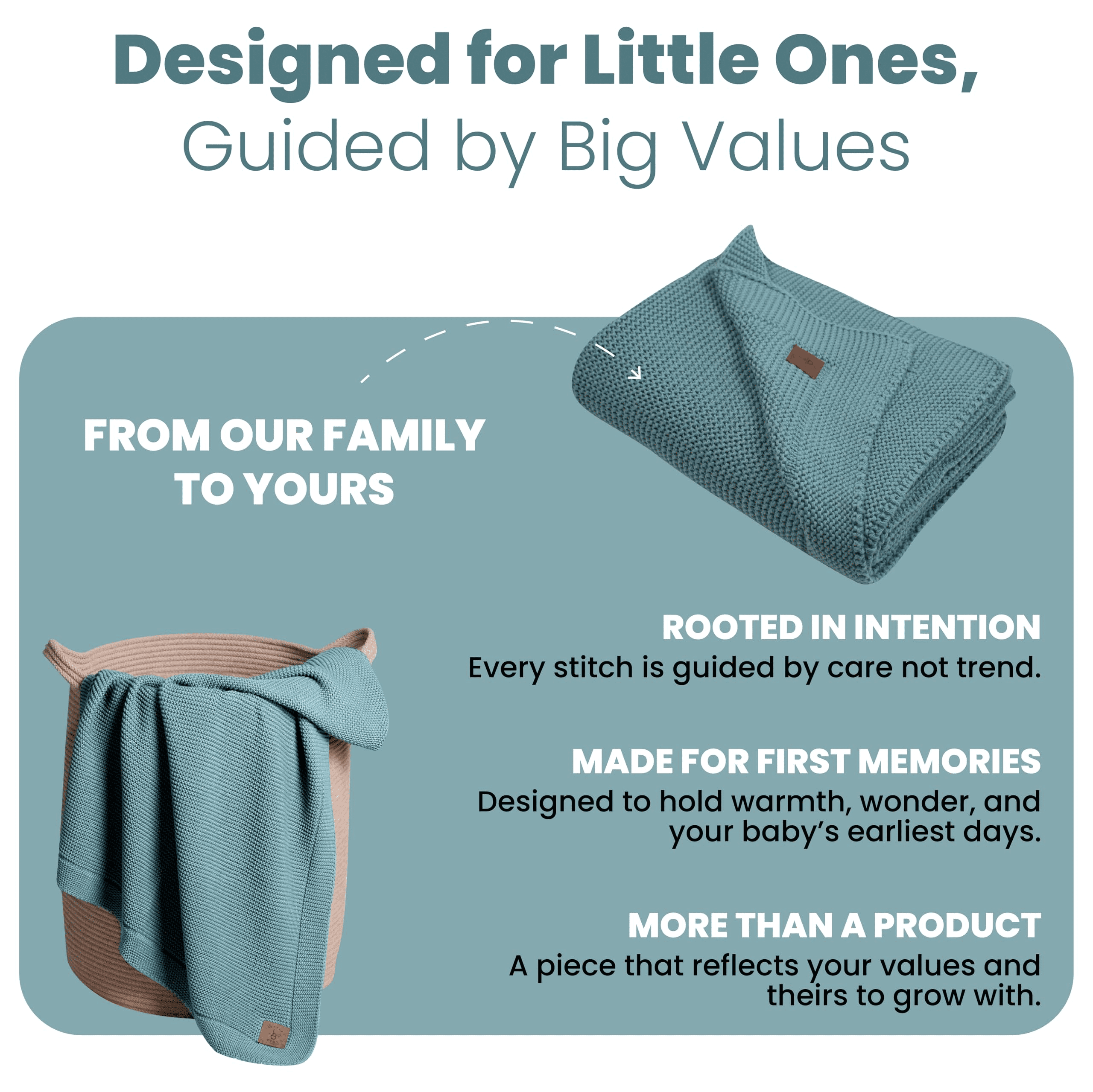 Little Dedi 100% Organic Cotton Baby Knitted Blanket with Gift Box - Soft Toddler, Crib, Stroller Blanket - Neutral Swaddle and Receiving Blanket for Newborns, 30"x40", Smoke Blue