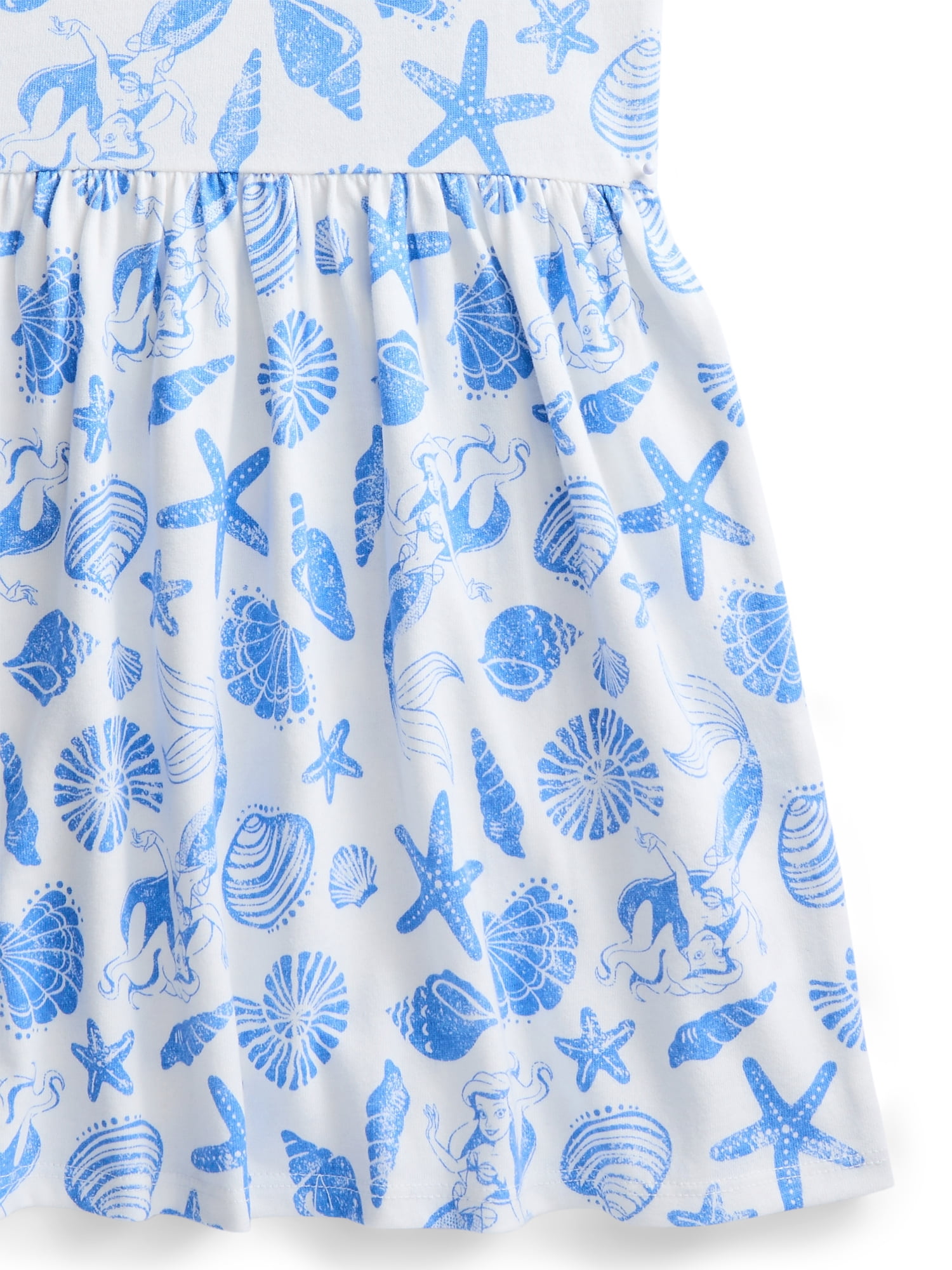 The Little Mermaid Ariel Girls Allover Print Dress with Short Sleeves, Sizes 4-12