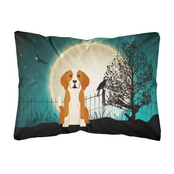 Carolines Treasures BB2300PW1216 Halloween Scary English Foxhound Canvas Fabric Decorative Pillow, 12H x16W, multicolor