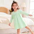 thumbnail image 3 of Bysome Girls Dress Solid Color Long Sleeve Crew Neck Dresses Comfortable Girls Dress Size 7-8 Years Light Green, 3 of 4