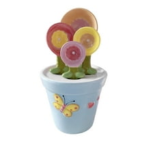 deevoka 4 Pieces Ceramic Plant Measuring Spoons with Base Household and Sugar Small