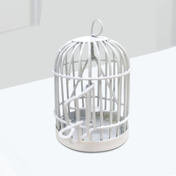 Colgante Jaula de Pájaros Decoración Accesorios Colección Artesanía Simulación Hierro Miniatura Pájaro Jaula Miniatura Muebles Pájaro blanco Hugo jaula de casa de muñecas
