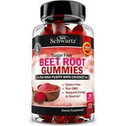 Sugar Free Beet Root Gummies - Nitric Oxide Beet Chews Infused with Coconut Oil for Highest Absorption - Supports Energy & Whole Body Health - Delicious Strawberry Flavor - 120 Count (60 Day Supply)