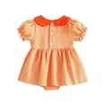 thumbnail image 4 of Baby Short Sleeve Pumpkin Embroidered Bodysuit Polo Dresses Halloween Cosplay Girls Halloween Outfits Size 3-6 Months, 4 of 6