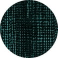 thumbnail image 1 of Ahgly Company Machine Washable Indoor Round Abstract Turquoise Blue Modern Area Rugs, 5' Round, 1 of 4