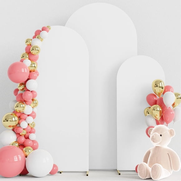 Wokceer Set of 3 Wedding Arch Cover Spandex Fitted Wedding Arch Stand Covers for Round Top Chiara Arch Backdrop Stands Cover for Birthday P
