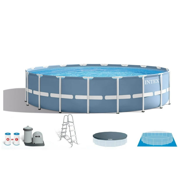 Intex 18ft X 48in Prism Steel Frame Swimming Pool Set W Cover Ladder Pump Walmart Com Walmart Com