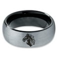 thumbnail image 2 of Tungsten Bronco Horse Horses Equestrian Equine Equidae Band Ring 8mm Men Women Comfort Fit Black Dome Brushed Gray Polished, 2 of 4