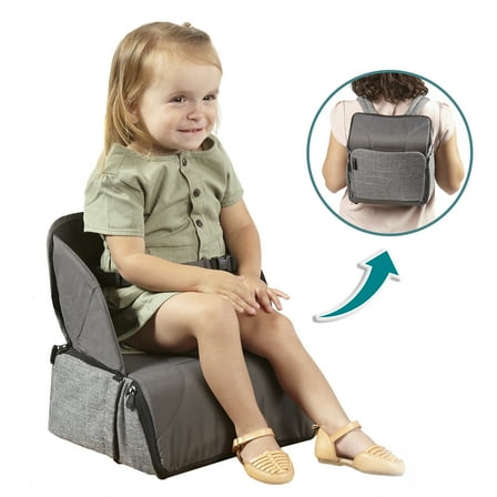 Contours Explore 2-in-1 Portable Booster Seat and Backpack Diaper Bag, Gray
