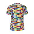 thumbnail image 4 of T Shirt For Men Gym Geo Print Novelty Colorful Checkered Summer Tees O Neck Streetwear Printed Cloth, 4 of 7