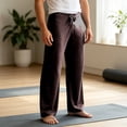 thumbnail image 5 of PNTUTB Wide Leg Pants for Men Solid Color Drawstring Trousers Casual Loose Comfortable Trendy Lounge Workout Yoga Sporty Pants, 5 of 7